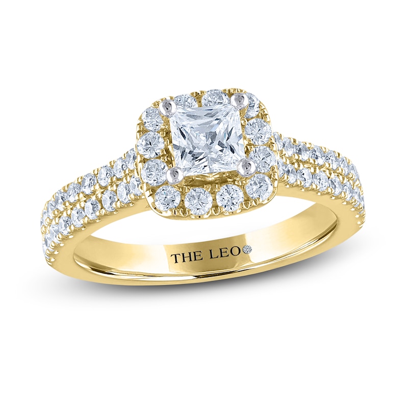 THE LEO Diamond Engagement Ring 1 ct tw Princess & Round Yellow Gold Plated