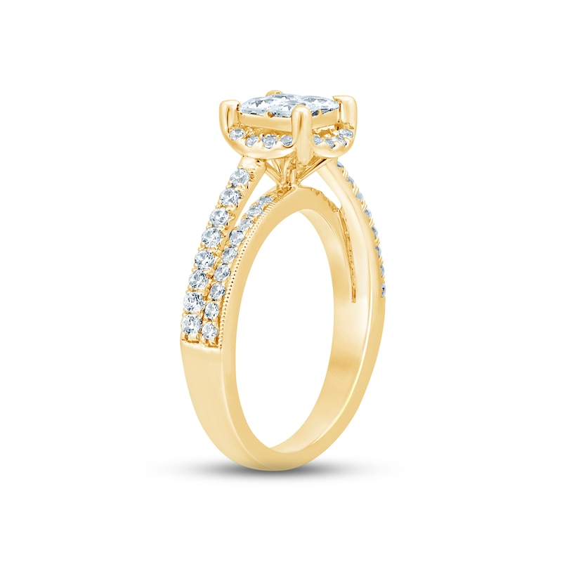 Multi-Diamond Engagement Ring 1 ct tw Princess & Round-cut Yellow Gold Plated