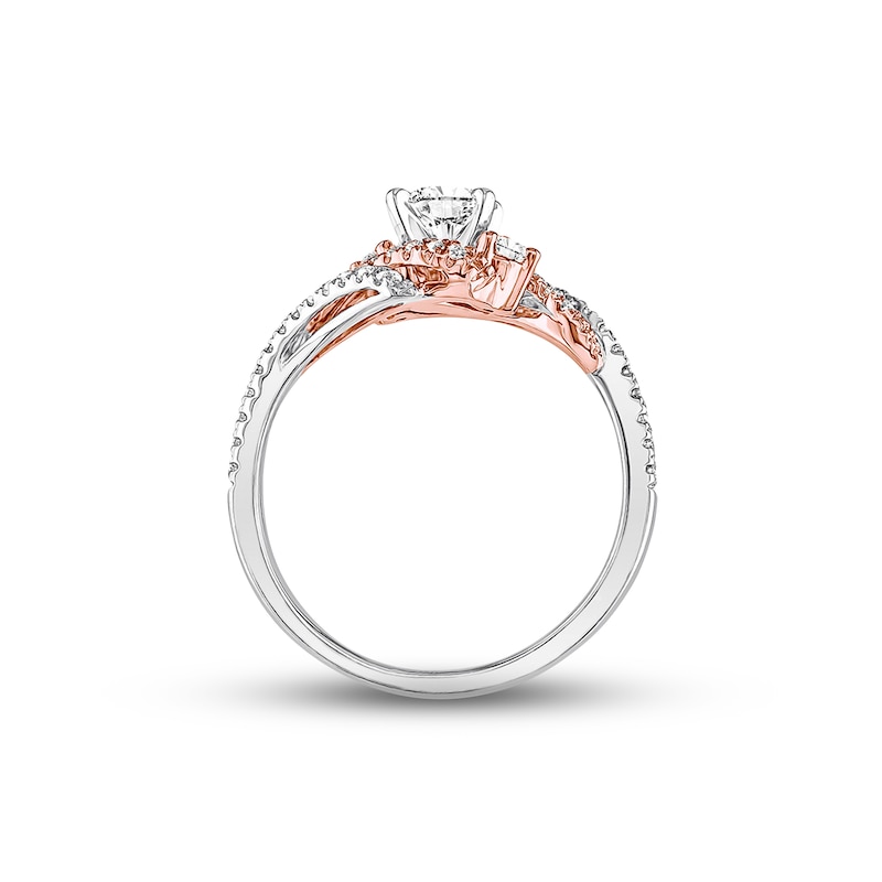 Diamond Engagement Ring 3/4 ct tw Round-cut Two-Tone Gold Plated