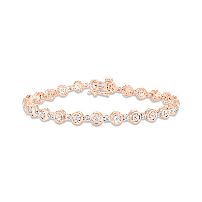Diamond Tennis Bracelet 1/4 ct tw Round-cut Rose Gold Plated 7.25"