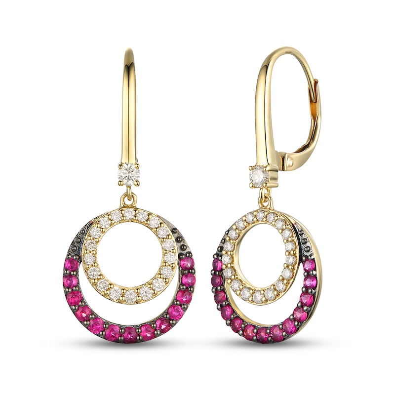 Le Vian Diamond & Ruby Dangle Earrings 3/8 ct tw Diamonds Honey Gold Plated