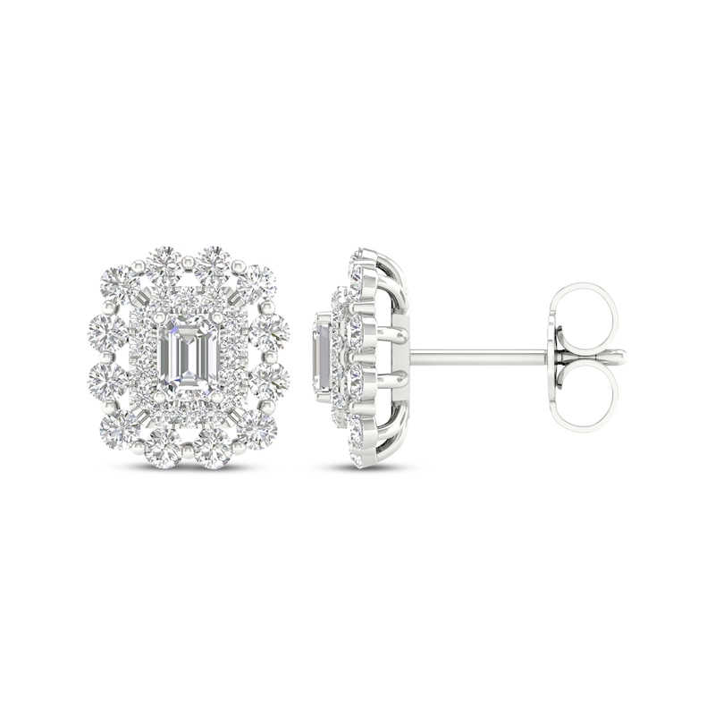 Lab-Created Diamonds by Emerald-Cut Stud Earrings 1 ct tw White Gold Plated