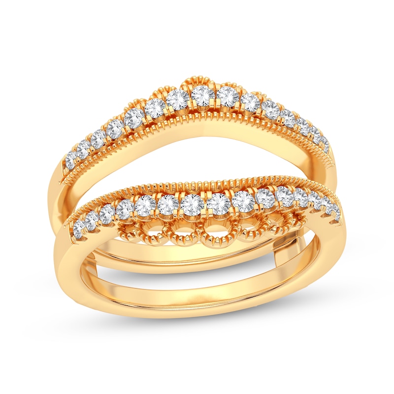 Diamond Vintage-Inspired Enhancer Ring 1/3 ct tw Round-cut Yellow Gold Plated