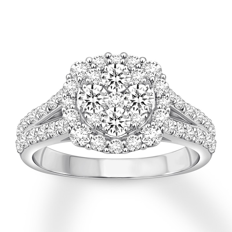 Diamond Engagement Ring 2 ct tw Round-cut White Gold Plated