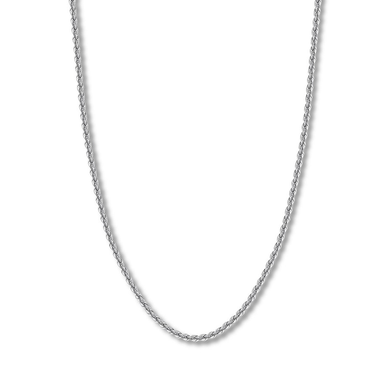 Hollow Rope Chain White Gold Plated 30"
