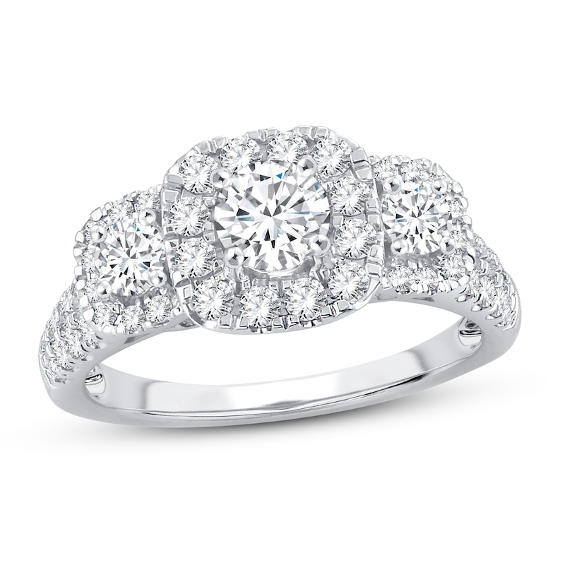 Diamond Engagement Ring 1-1/2 ct tw Round-cut White Gold Plated