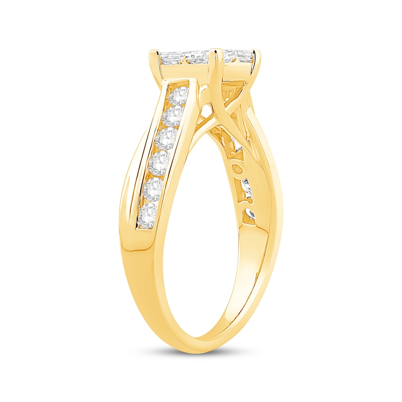 Princess-Cut Quad Diamond Engagement Ring 1-1/2 ct tw Yellow Gold Plated