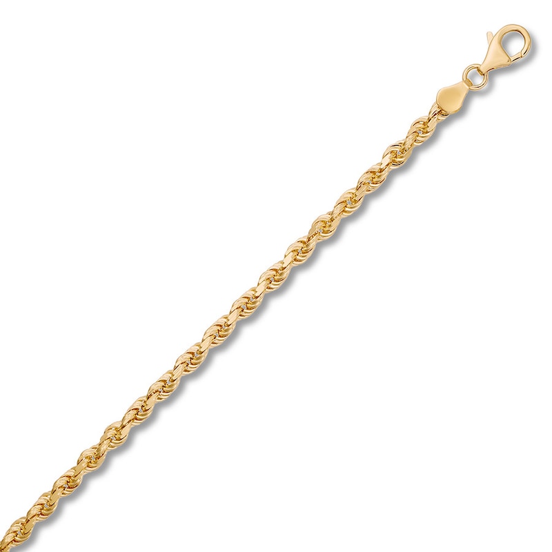 Textured Solid Rope Chain Bracelet Yellow Gold Plated 8.5"