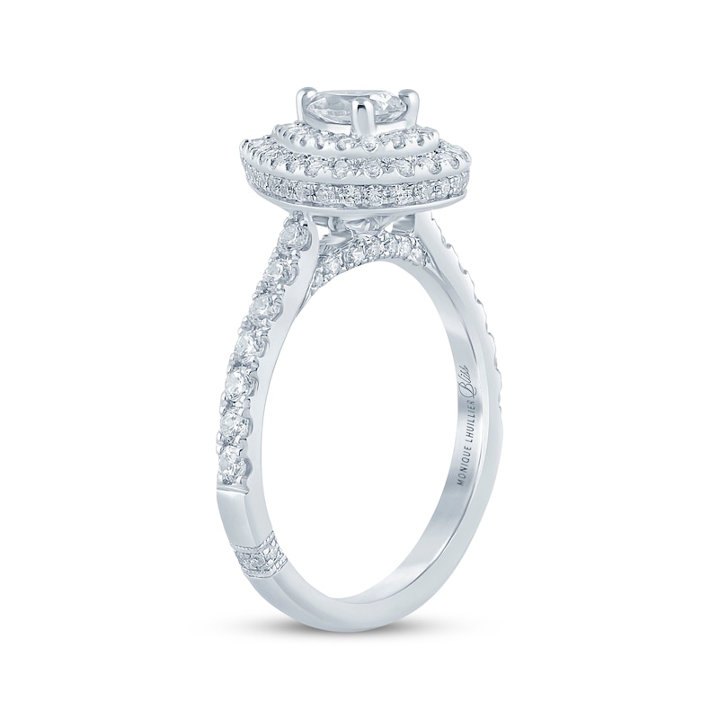 Monique Lhuillier Bliss Pear-Shaped Diamond Double Frame Engagement Ring 1-1/8 ct tw White Gold Plated