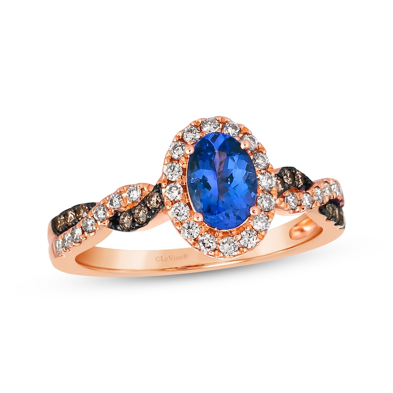 Le Vian Chocolate Twist Tanzanite Ring 1/3 ct tw Diamonds Strawberry Gold Plated