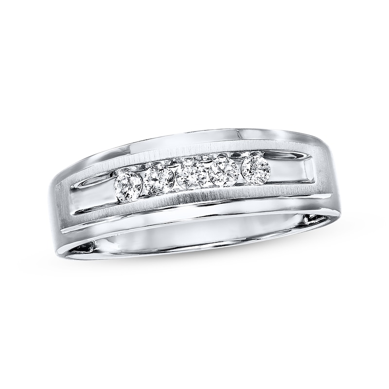 Men's Diamond Wedding Band 1/4 ct tw White Gold Plated