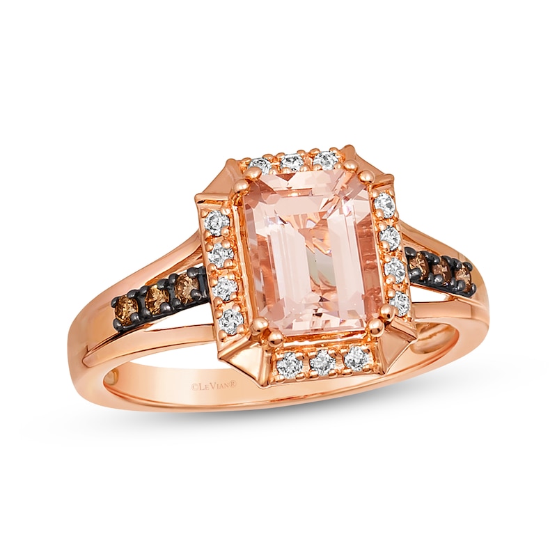 Le Vian Creme Brulee Morganite Ring 1/5 ct tw Diamonds Strawberry Gold Plated