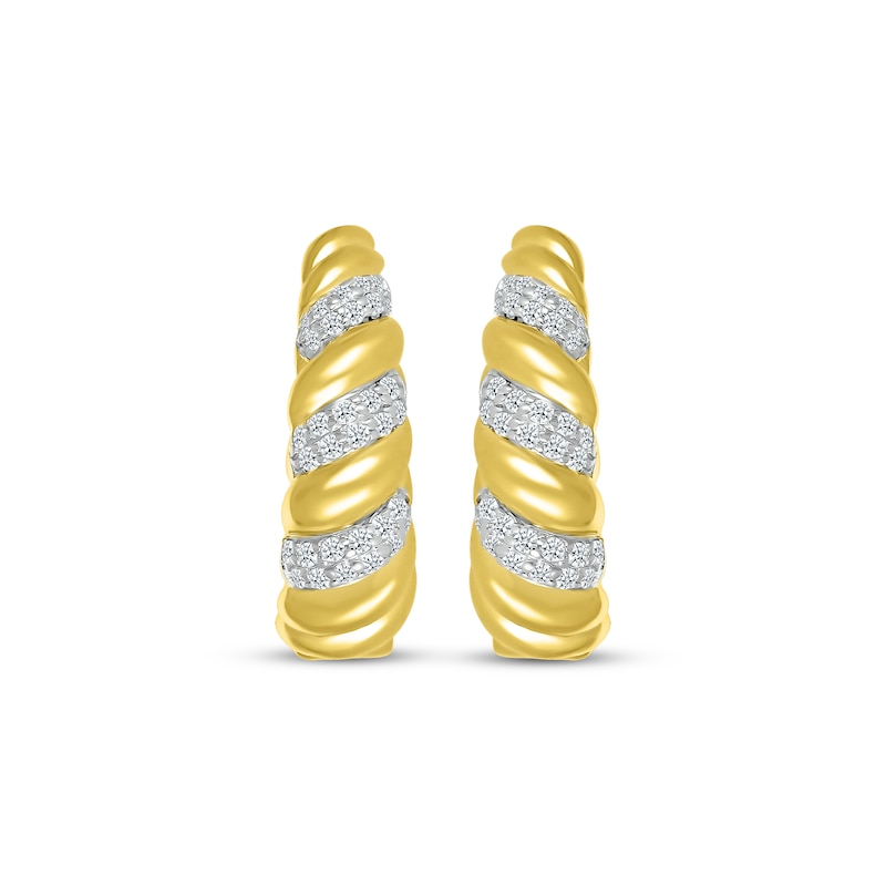 Round-Cut Diamond Spiral Hoop Earrings 3/8 ct tw Yellow Gold Plated