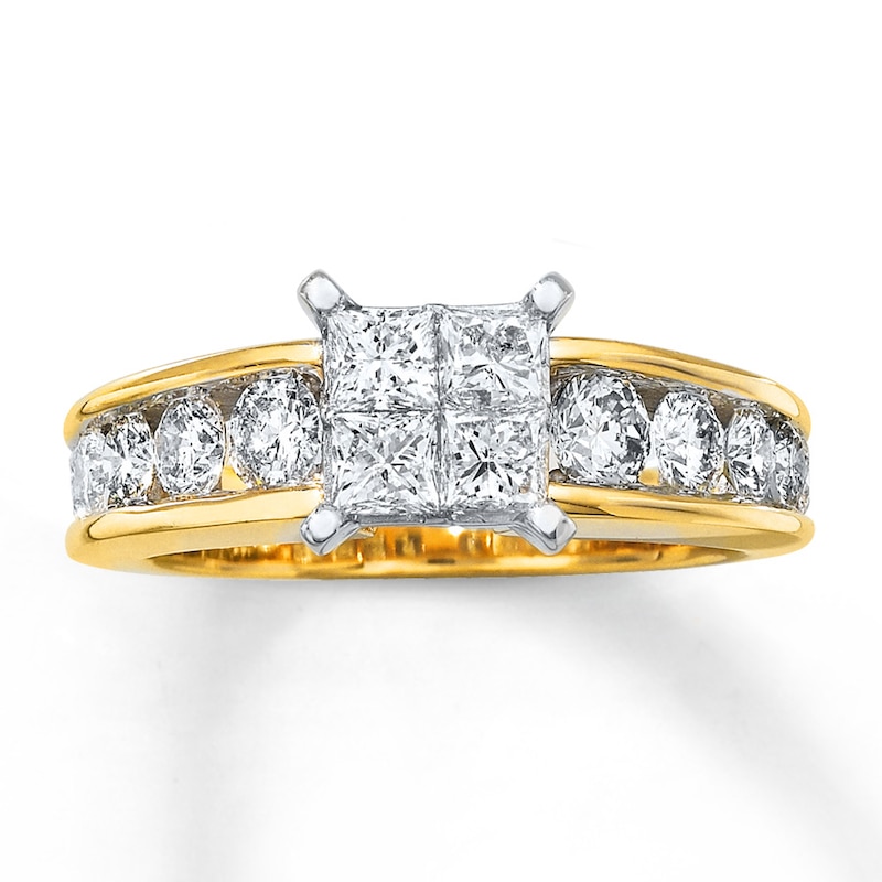Ring 1-3/4 carats tw Diamonds Yellow Gold Plated