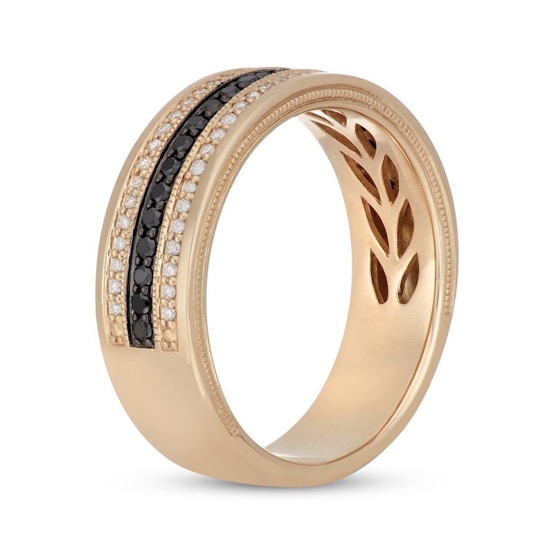 Neil Lane Men's Black & White Diamond Wedding Band 1/2 ct tw Yellow Gold Plated