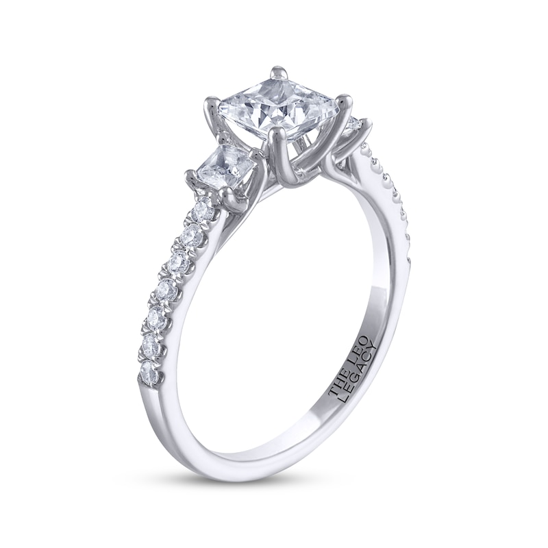 THE LEO Legacy Lab-Created Diamond Princess-Cut Three-Stone Engagement Ring 1-1/2 ct tw White Gold Plated
