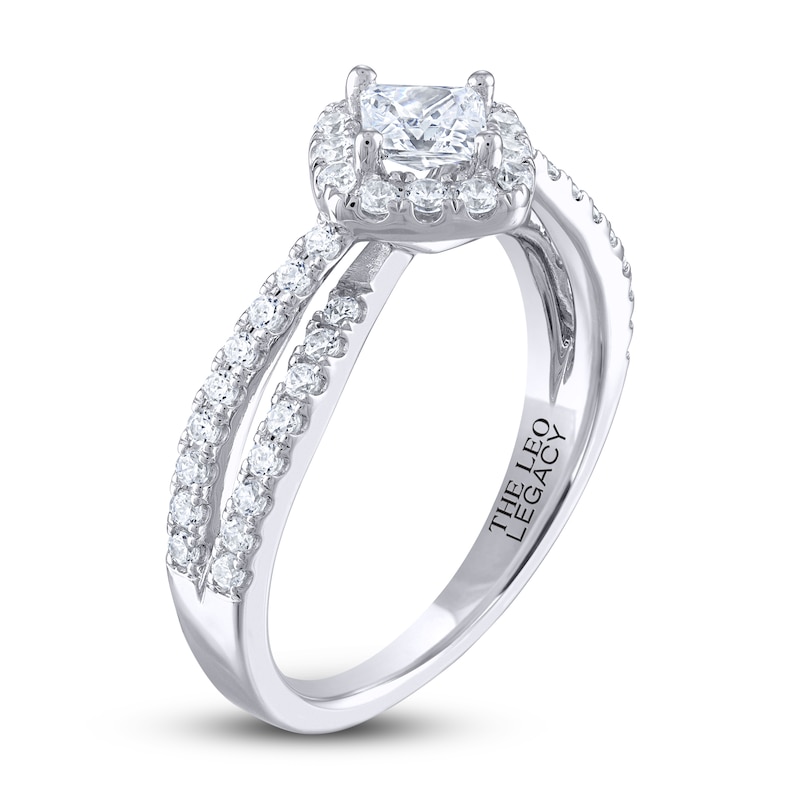 THE LEO Legacy Lab-Created Diamond Princess-Cut Engagement Ring 7/8 ct tw White Gold Plated