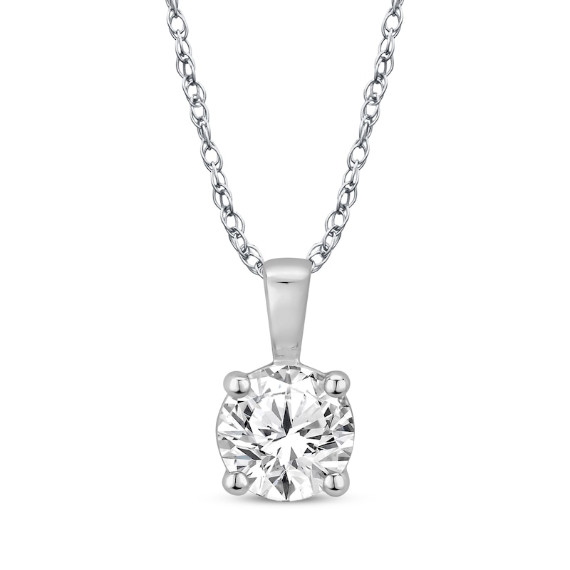 Diamond Solitaire Necklace 1/2 ct tw Round-cut White Gold Plated 18"