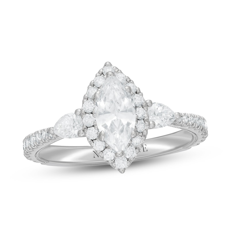 Neil Lane Premiere Diamond Engagement Ring 1-1/3 ct tw Marquise/Pear/Round-Cut White Gold Plated