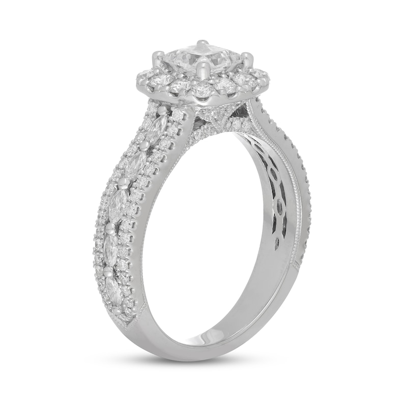 Neil Lane Premier Diamond Engagement Ring 1-5/8 ct tw Princess/Marquise/Round White Gold Plated