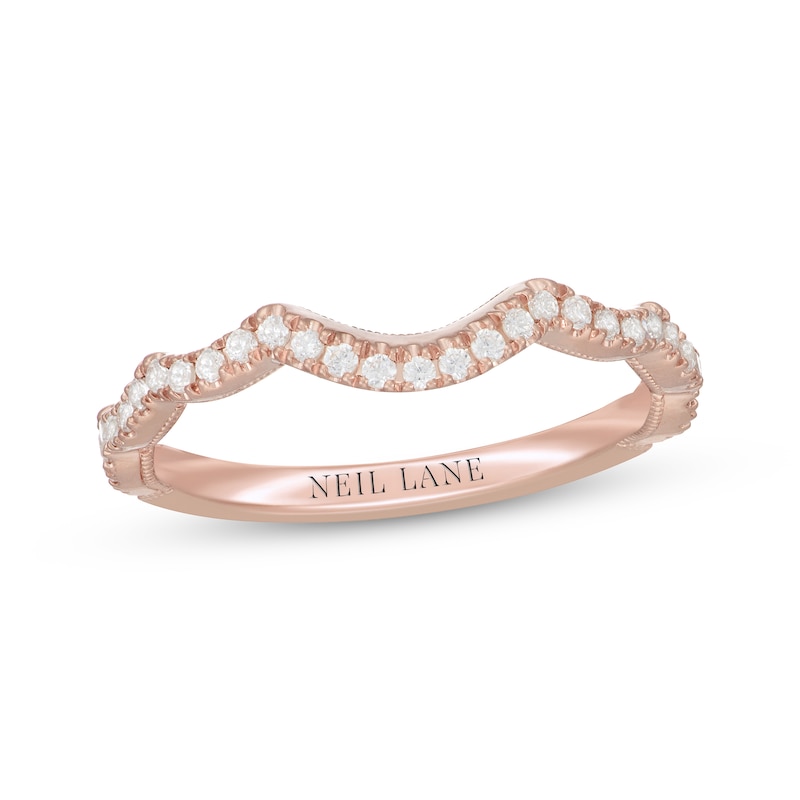 Neil Lane Diamond Scalloped Wedding Band 1/4 ct tw Rose Gold Plated