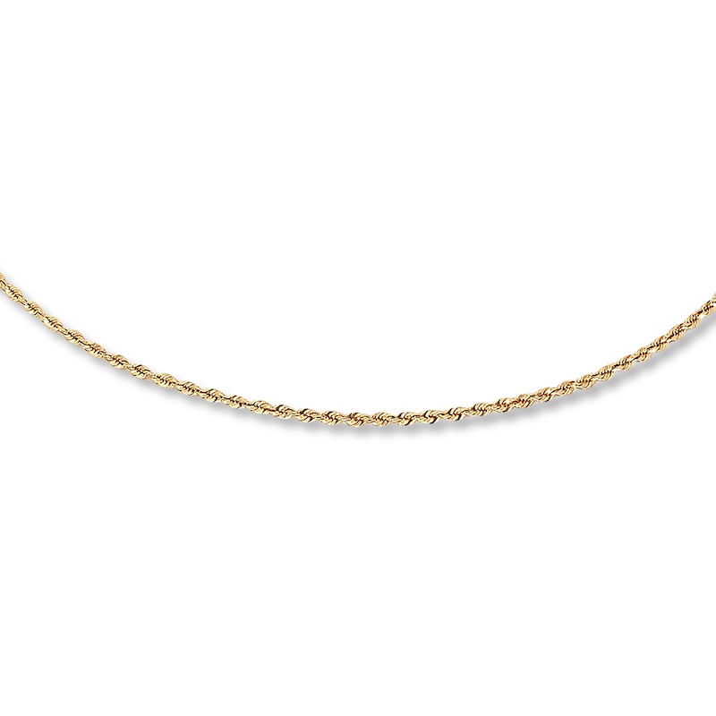 Solid Rope Chain Necklace Yellow Gold Plated 24"