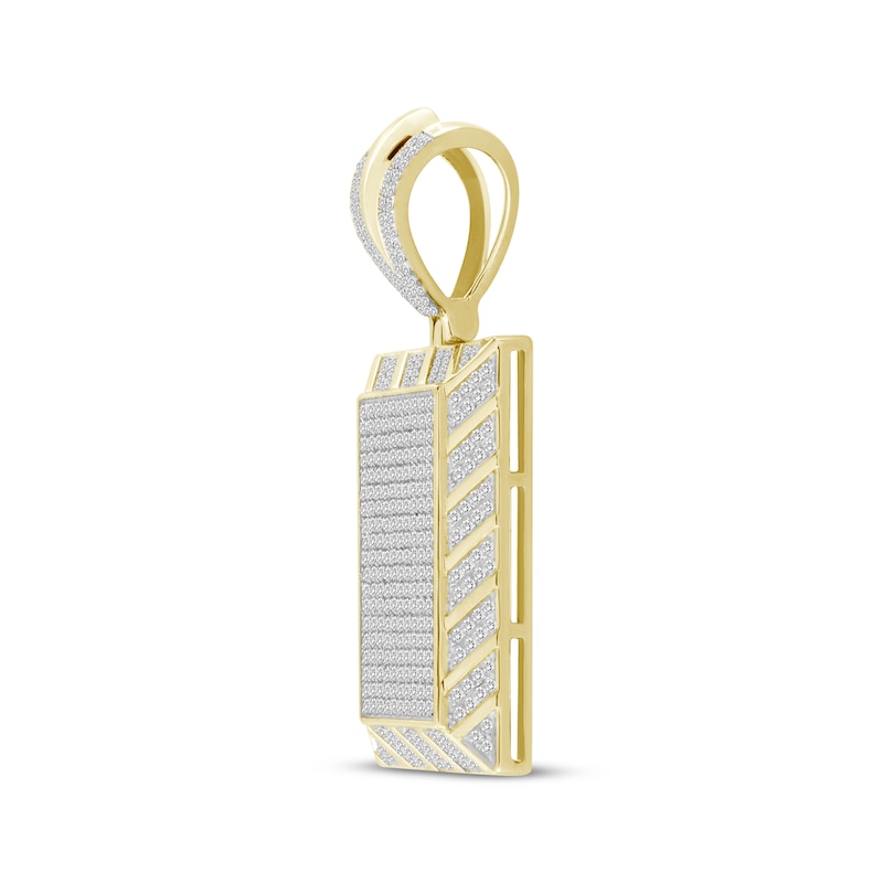 Men's Diamond Dog Tag Charm 1 ct tw Yellow Gold Plated