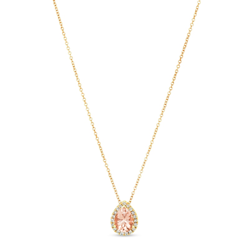 Le Vian Morganite & Diamond Necklace 1/8 ct tw Honey Gold Plated 18"