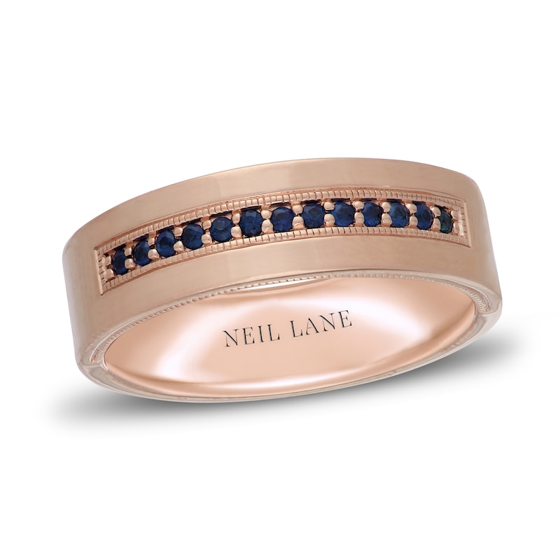 Neil Lane Men's Natural Sapphire Wedding Band Rose Gold Plated