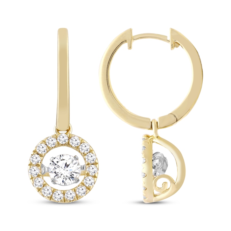 Unstoppable Love Diamond Hoop Drop Earrings 1 ct tw Yellow Gold Plated