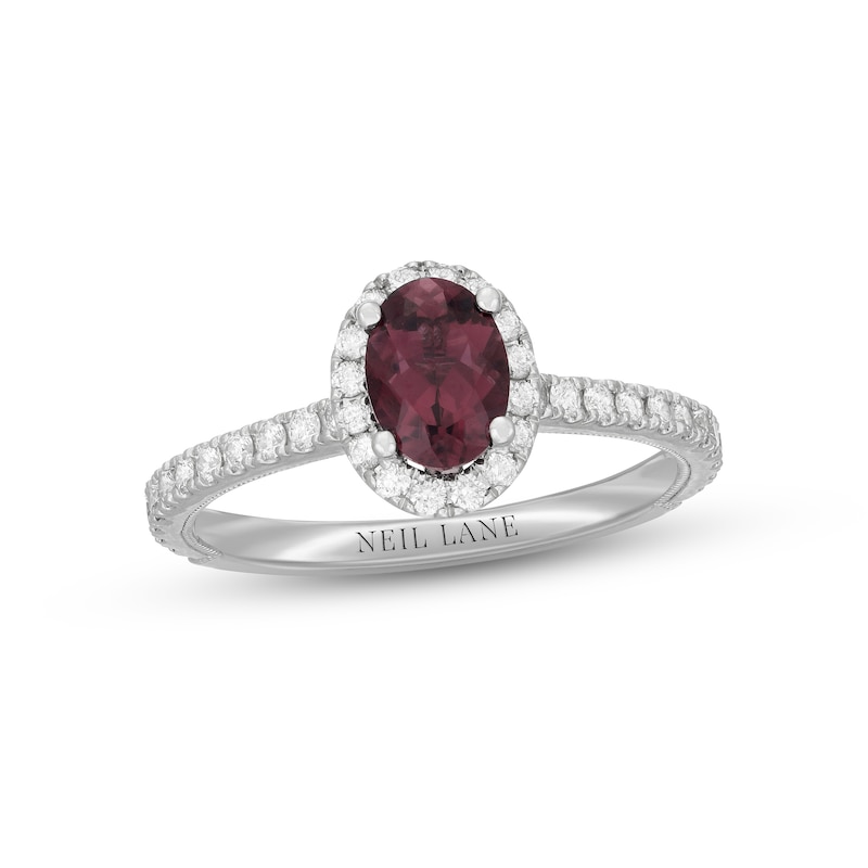 Neil Lane Diamond & Pink Tourmaline Engagement Ring 1/2 ct tw White Gold Plated