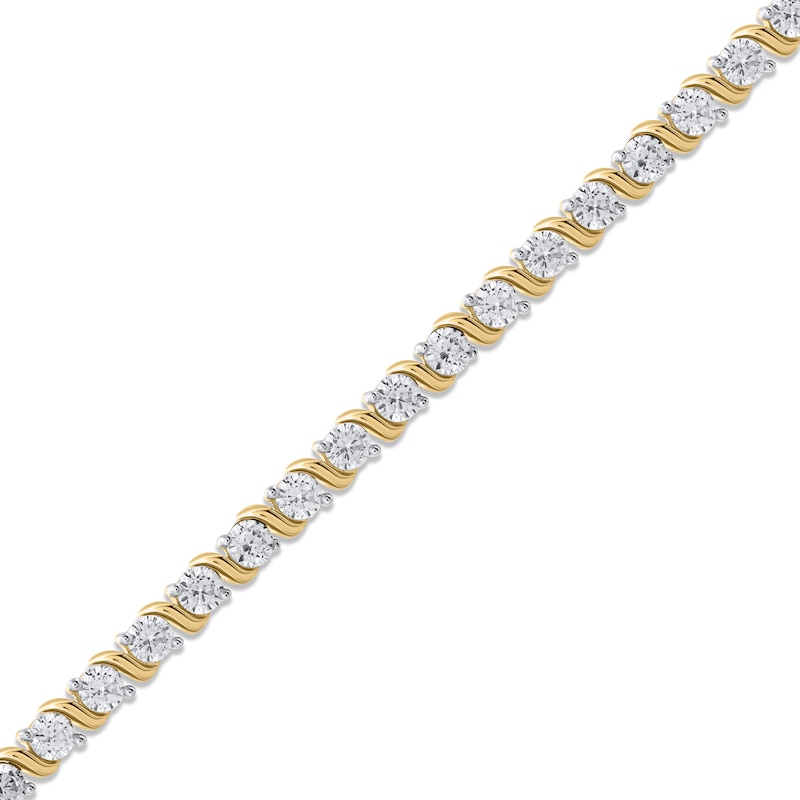 Diamond S-Link Tennis Bracelet 5 ct tw Yellow Gold Plated 7"