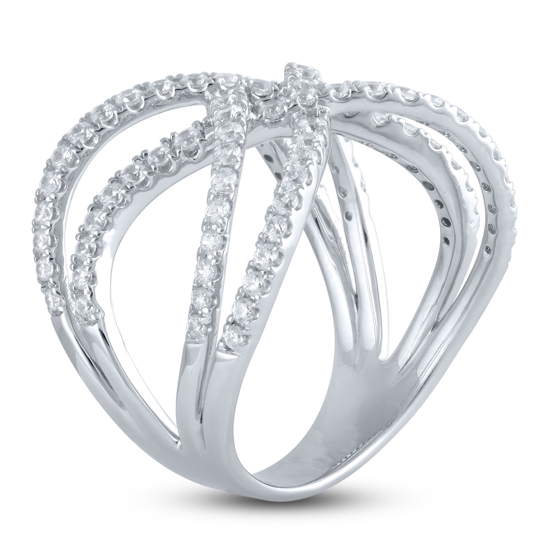 Crisscross Diamond Fashion Ring 1 ct tw Round-cut White Gold Plated
