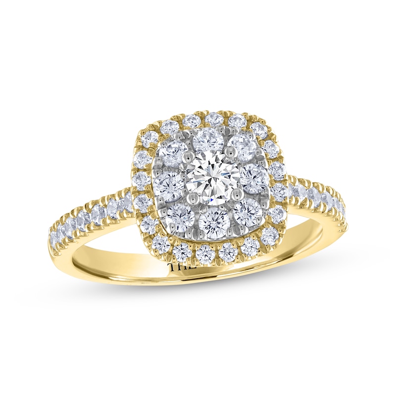 THE LEO Diamond Round-Cut Engagement Ring 3/4 ct tw Two-Tone Gold Plated
