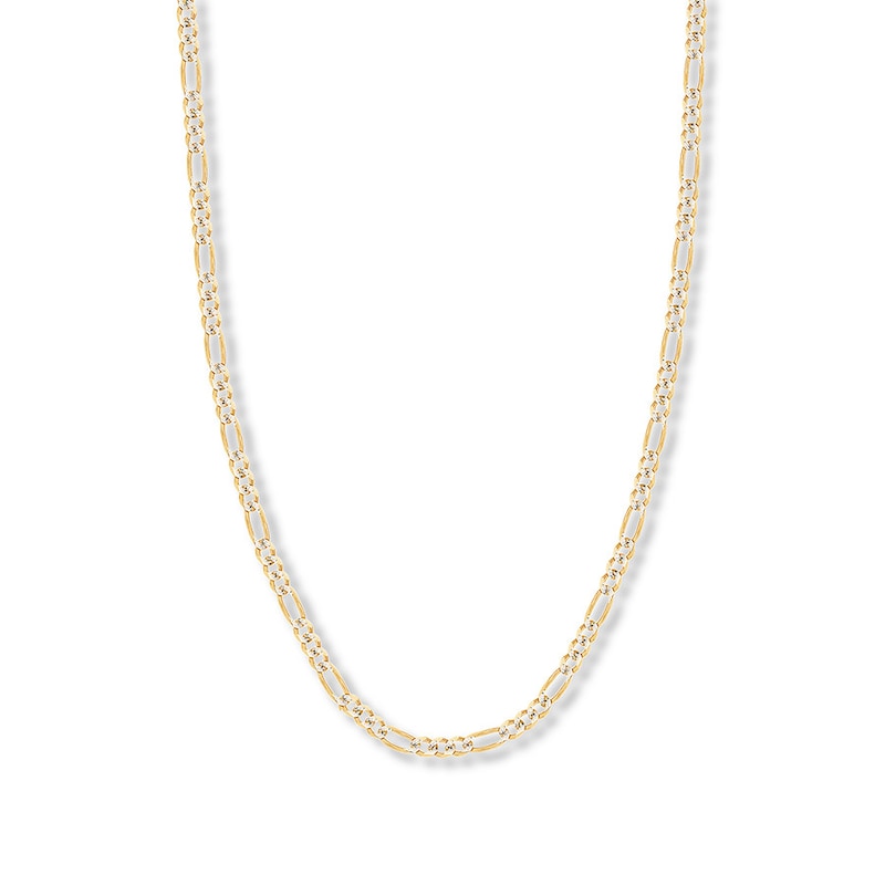 18" Solid Figaro Chain Necklace Two-Tone Gold Plated Appx. 4.75mm
