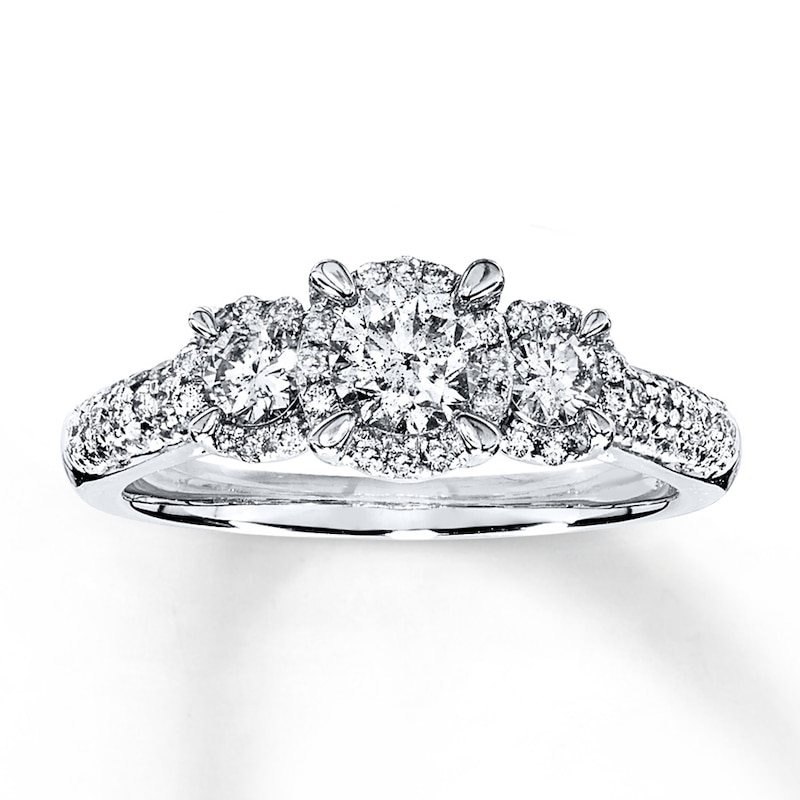 Diamond 3-Stone Ring 1 ct tw Round-cut White Gold Plated