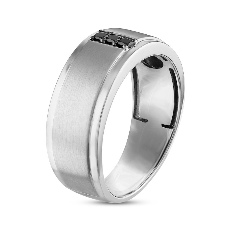 Men’s Round-Cut Black Diamond Wedding Band 1/6 ct tw White Gold Plated