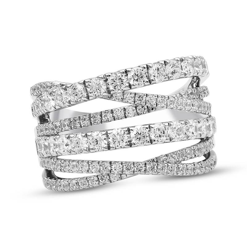 Diamond Multi-Row Crossover Ring 2 ct tw White Gold Plated