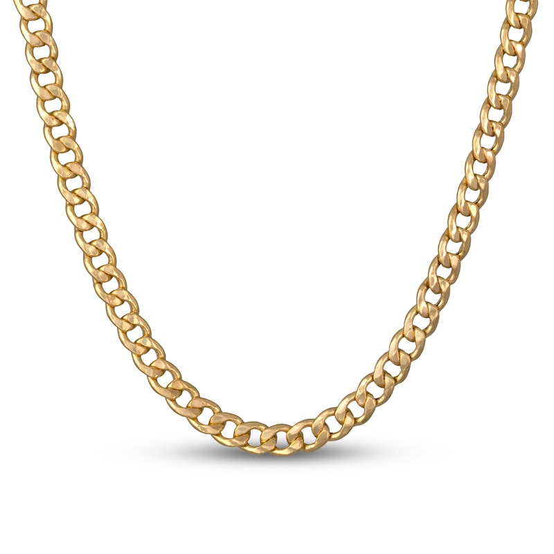 Hollow Curb Chain Necklace Yellow Gold Plated 22"