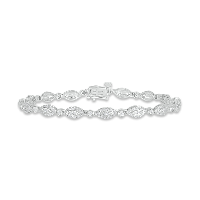 Diamond Marquise Line Bracelet 1/2 ct tw Round-cut White Gold Plated 7.25"