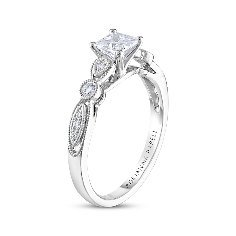Adrianna Papell Diamond Engagement Ring 1/2 ct tw Princess & Round-cut White Gold Plated