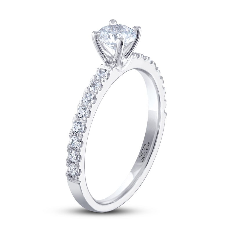 THE LEO Ideal Cut Diamond Engagement Ring 3/4 ct tw Round-cut White Gold Plated