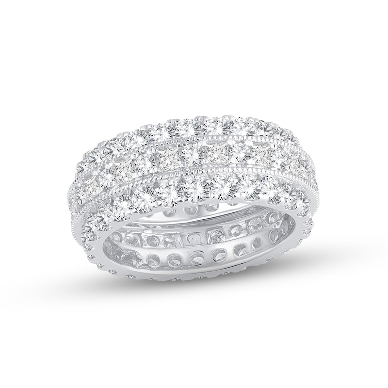 Diamond Eternity Anniversary Ring 4 ct tw Round & Princess-cut White Gold Plated