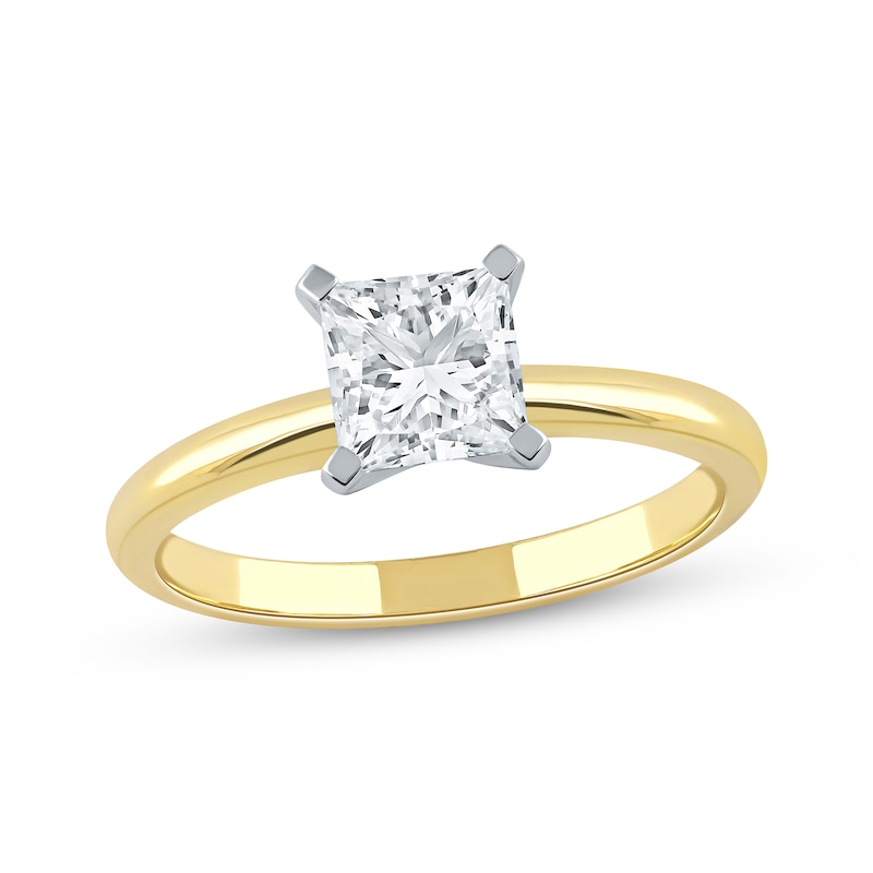 Lab-Created Diamonds by Princess-Cut Solitaire Engagement Ring 1-1/4 ct tw Yellow Gold Plated