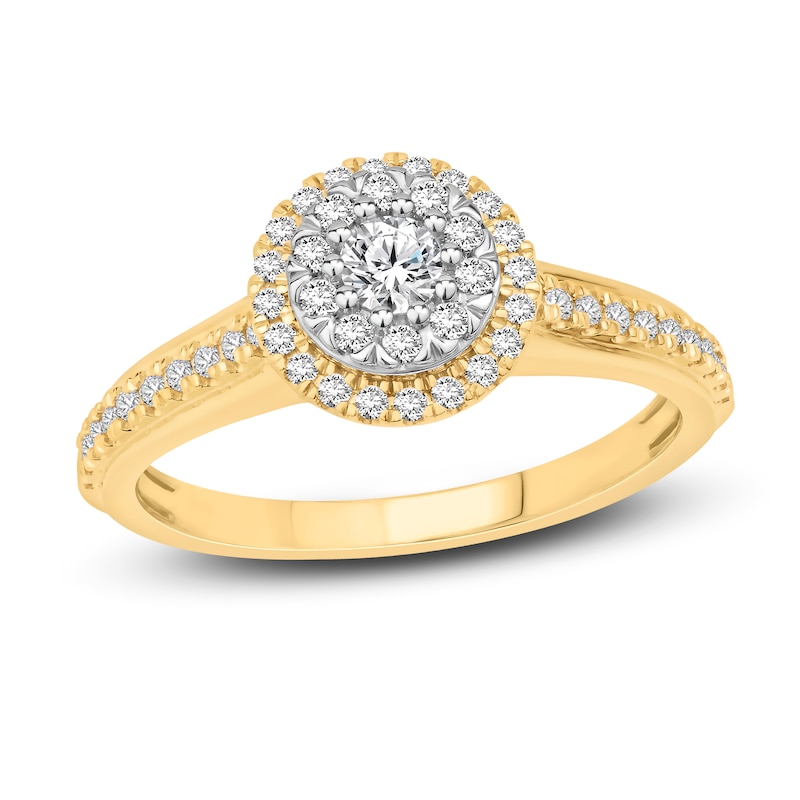 Multi-Diamond Engagement Ring 3/8 ct tw Round-cut Two-Tone Gold Plated