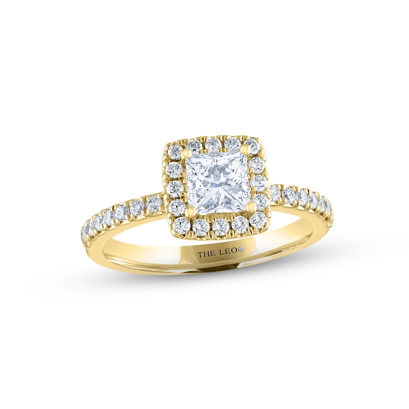 THE LEO Diamond Engagement Ring 1 ct tw Princess & Round-cut Yellow Gold Plated