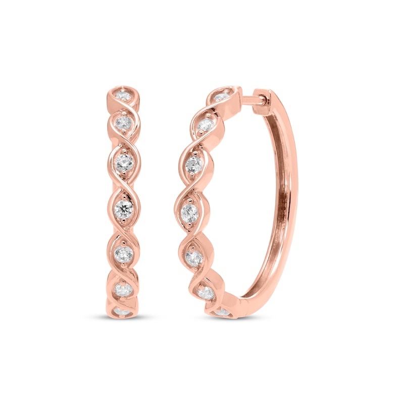 Every Moment Round-Cut Diamond Hoop Earrings 1/2 ct tw Rose Gold Plated