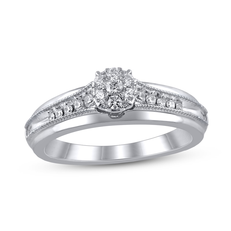 Diamond Engagement Ring 1/4 ct tw White Gold Plated
