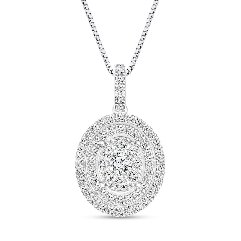 Diamond Necklace 1 ct tw Round-cut White Gold Plated 18"