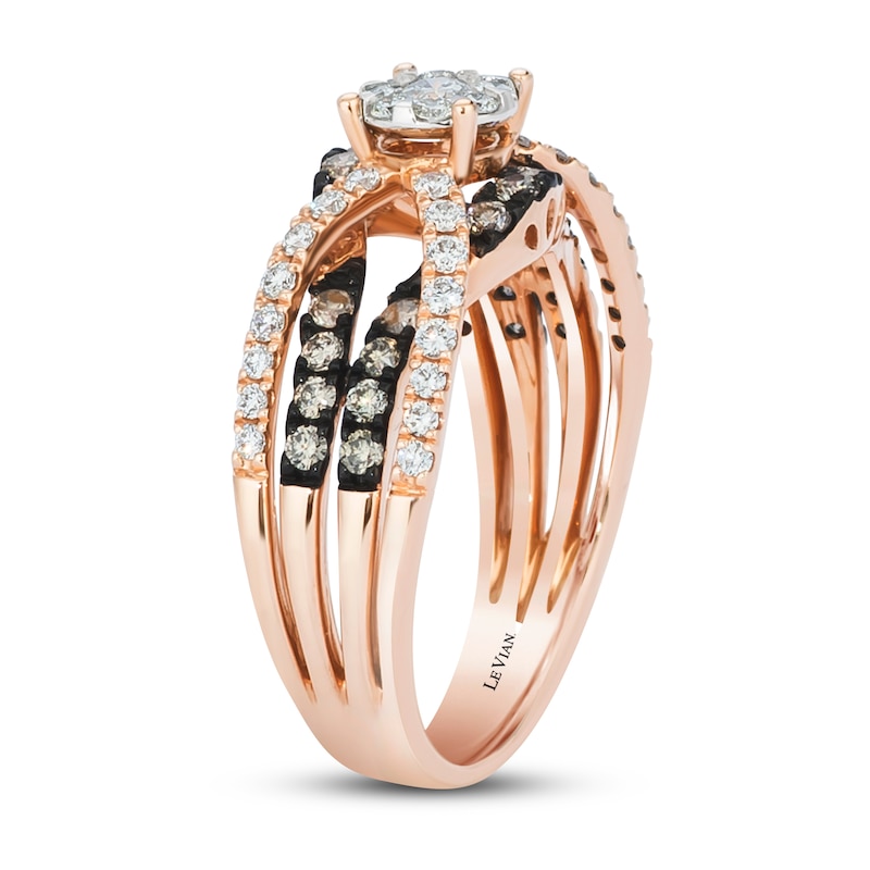 Le Vian Chocolate Diamond Ring 3/4 ct tw Strawberry Gold Plated
